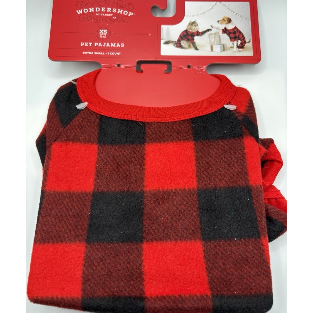 NWT Wondershop at Target XSmall Black Red Buffalo Checker Pet‎ Pajamas